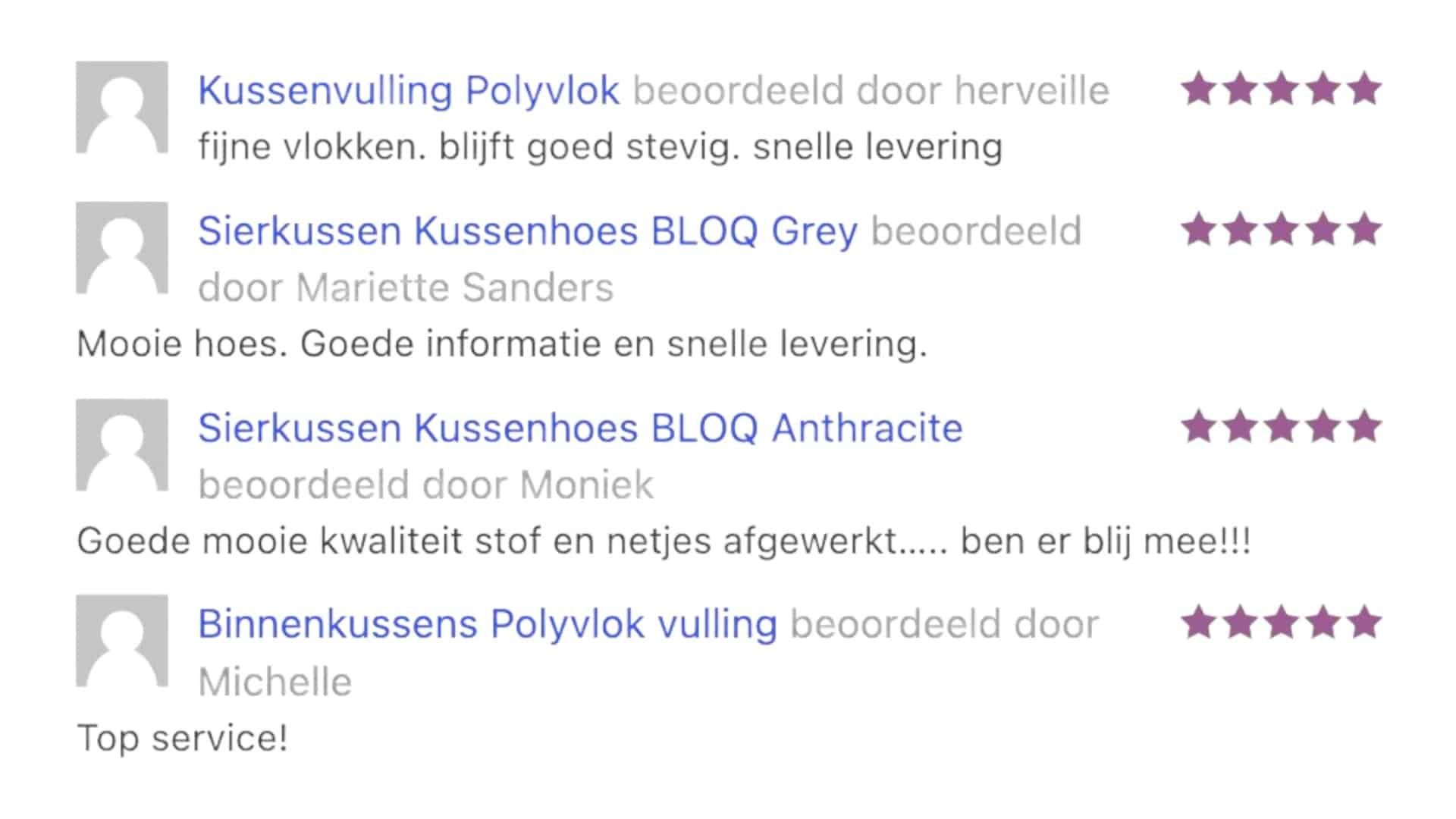 Reviews beoordelingen Woocommerce Kussenwereld